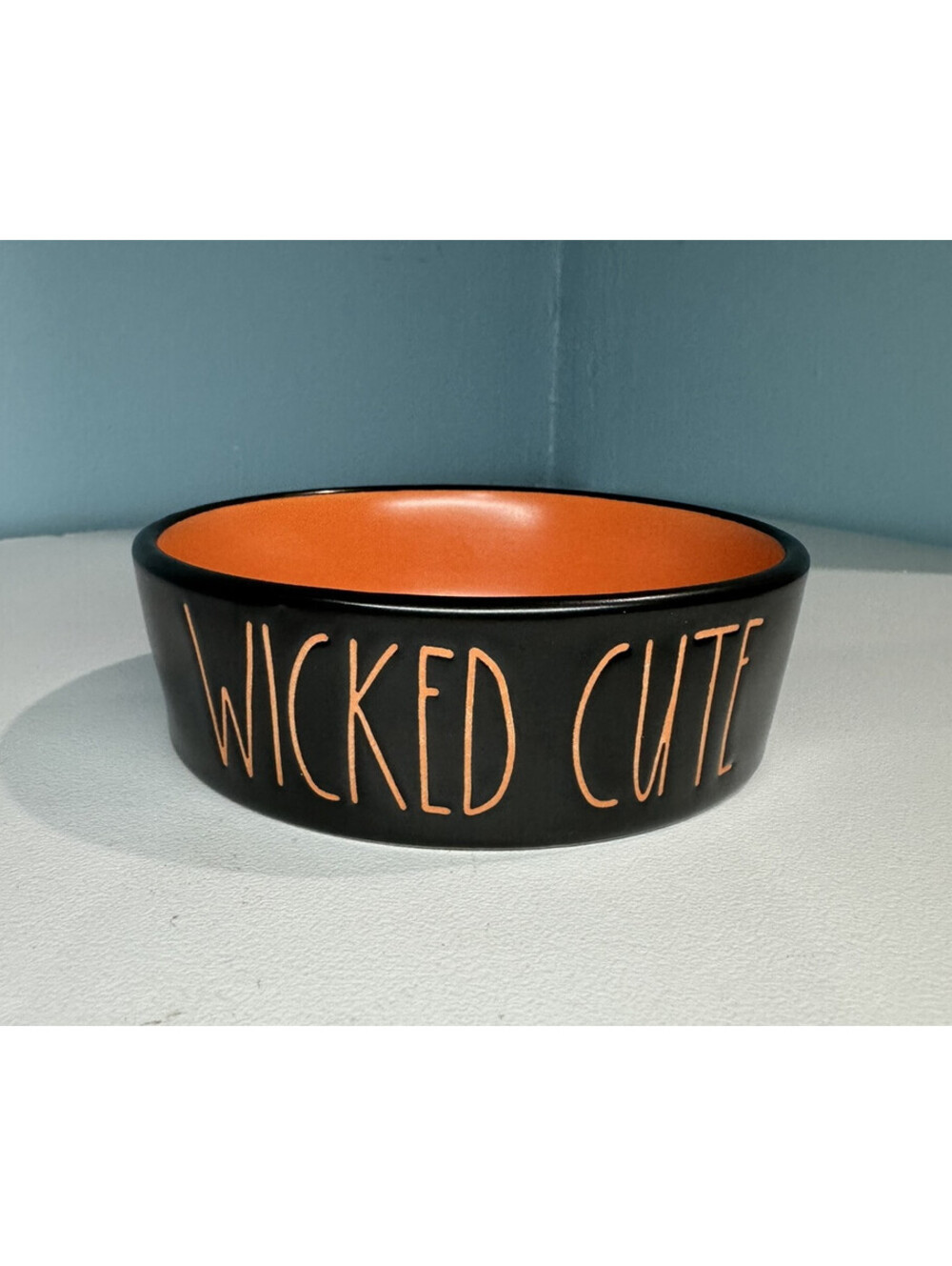 RAE DUNN “Wicked Cute" Black Orange Small  5”Bowl Slightly Used